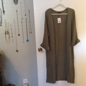 Long olive knit cardigan